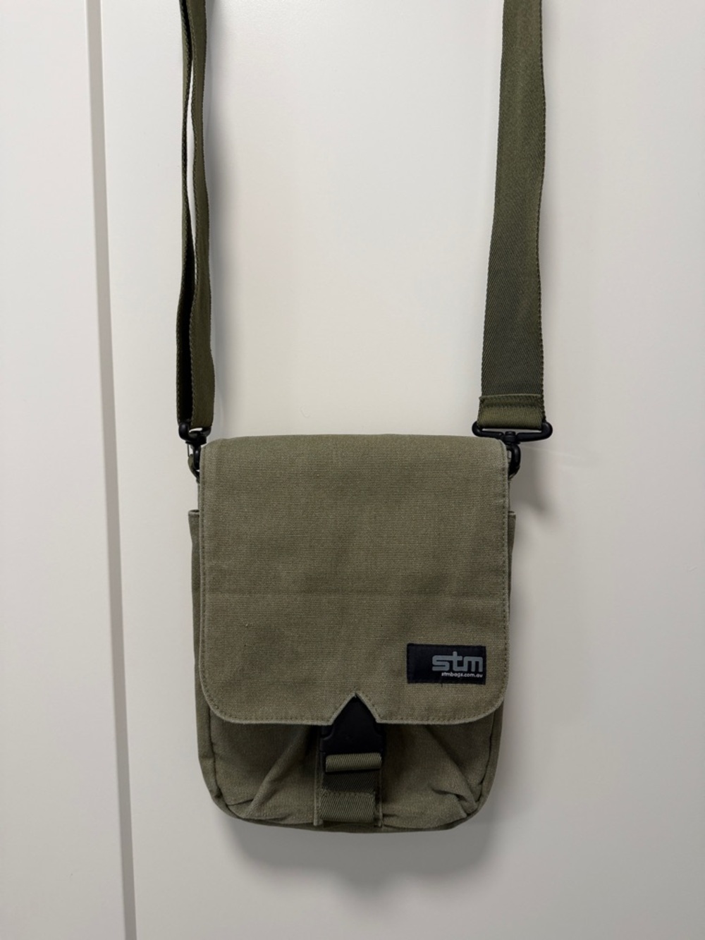 Olive Green Canvas Crossbody Messenger for Men